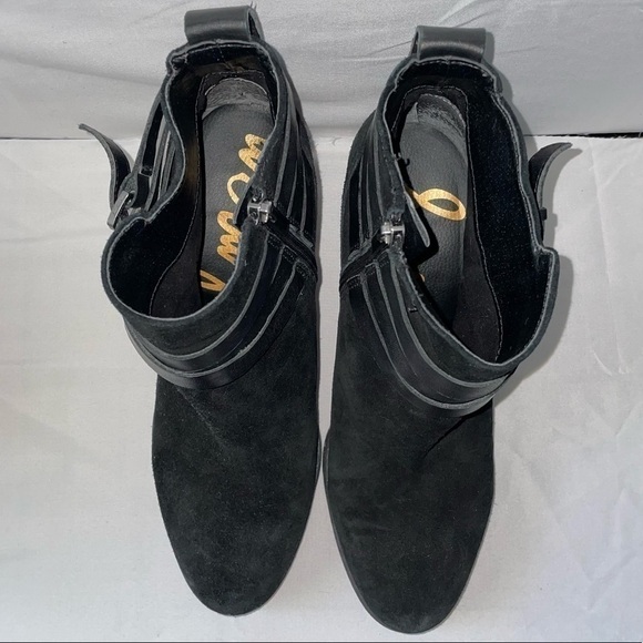 Sam Edelman Hannah Belted Chelsea Suede Strap Buckle Detail BlockHeel Ankle Boot - Picture 13 of 13